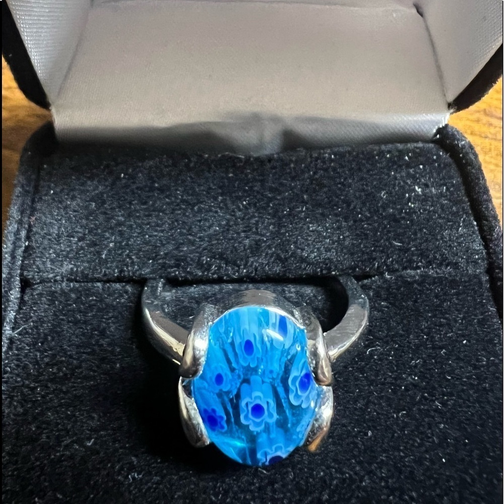 💚 925 stamped flower FANCY DICHROIC GLASS RING sz 9 - Picture 3 of 11